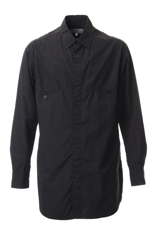 Front Switching Broad cloth Blouse Black - Yohji Yamamoto