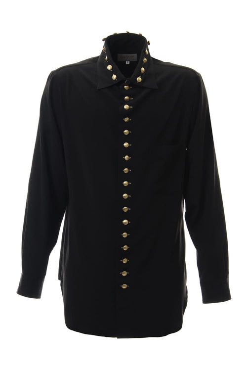 Gold Button Double Collar Blouse - Yohji Yamamoto - ヨウジヤマモト