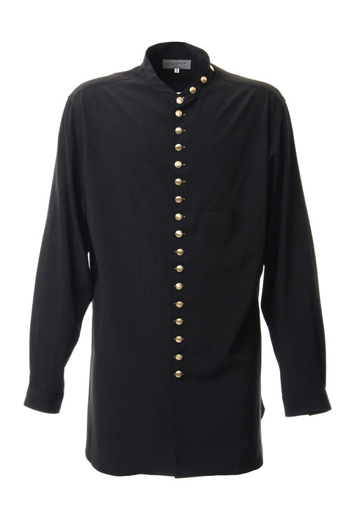 Gold Button Stand Collar Blouse - Yohji Yamamoto - ヨウジヤマモト