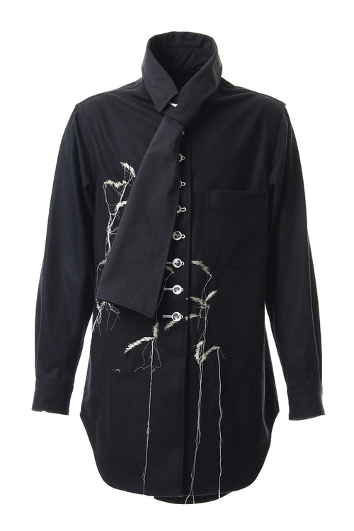 Scale EmbroideryScarf Collar Blouse - Yohji Yamamoto - ヨウジヤマモト