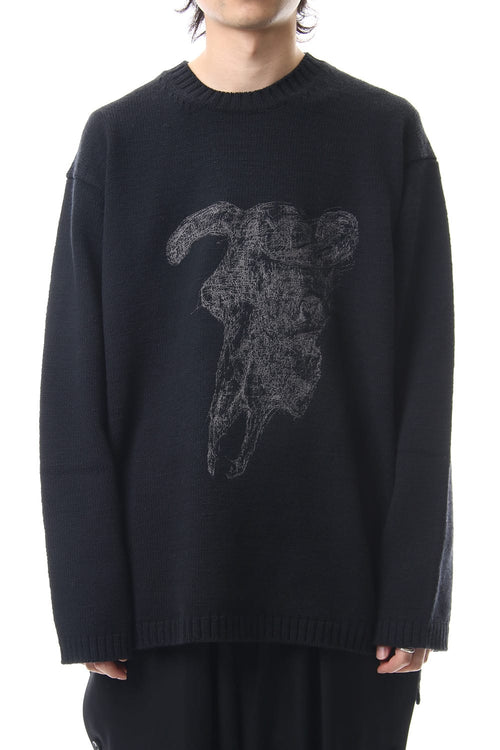 Embroidery 5G Round Neck Knit - Yohji Yamamoto - ヨウジヤマモト