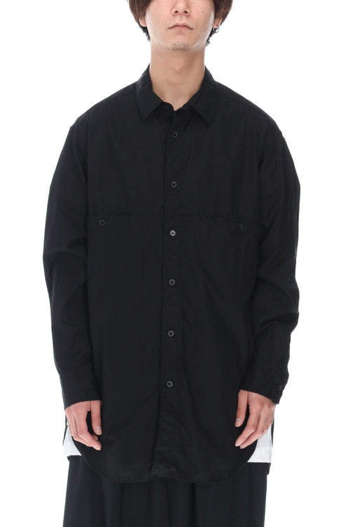 Patch Chest Chain stitch Broad shirt Black - Yohji Yamamoto