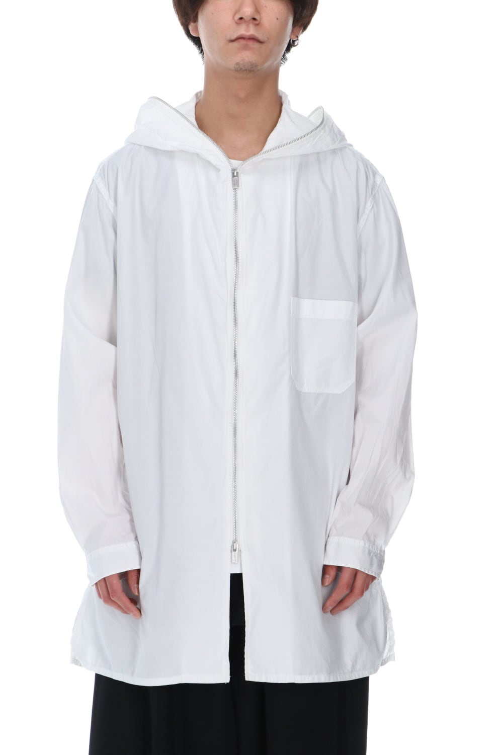 HD-B04-001-White | チェーンステッチ ブロード フードシャツ | Yohji