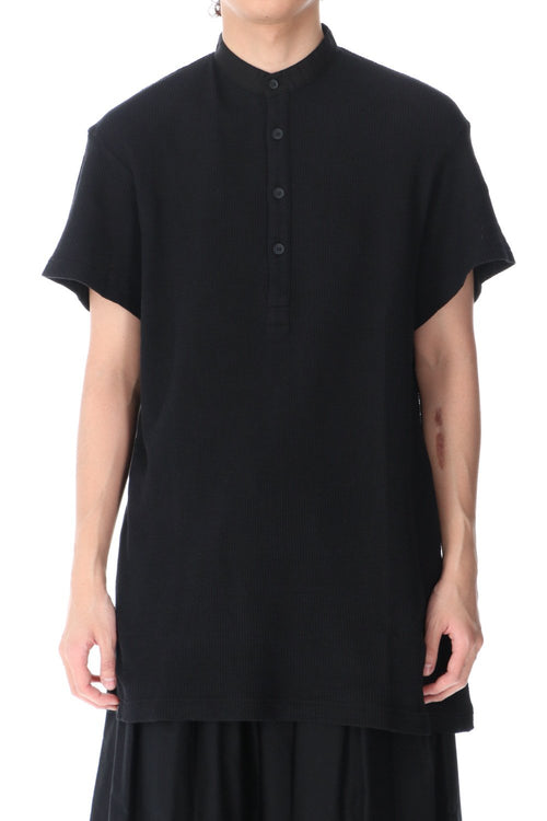 Henry neck Garment dye Waffle Short sleeve T-Shirt - Yohji Yamamoto