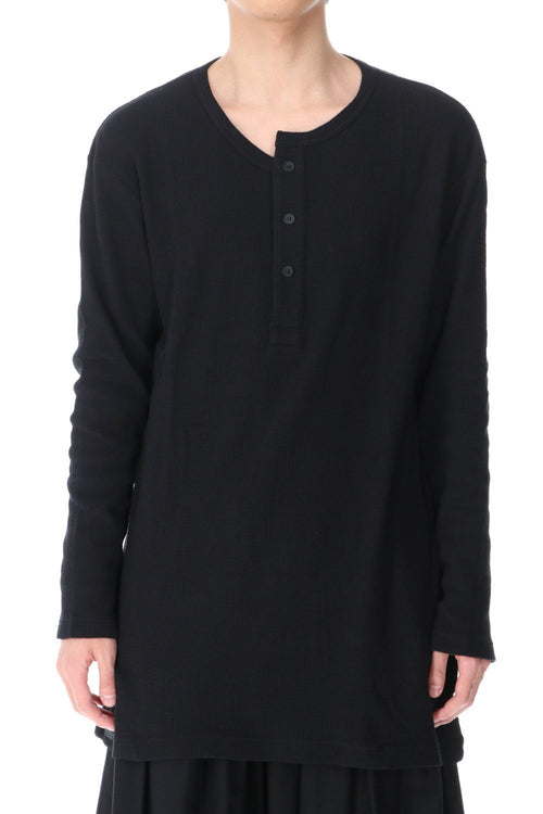 Henry neck Garment dye Waffle Long sleeve T-Shirt - Yohji Yamamoto