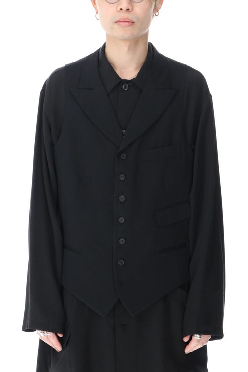 7 Button Peaked lapel Wool gabardine Vest - Yohji Yamamoto