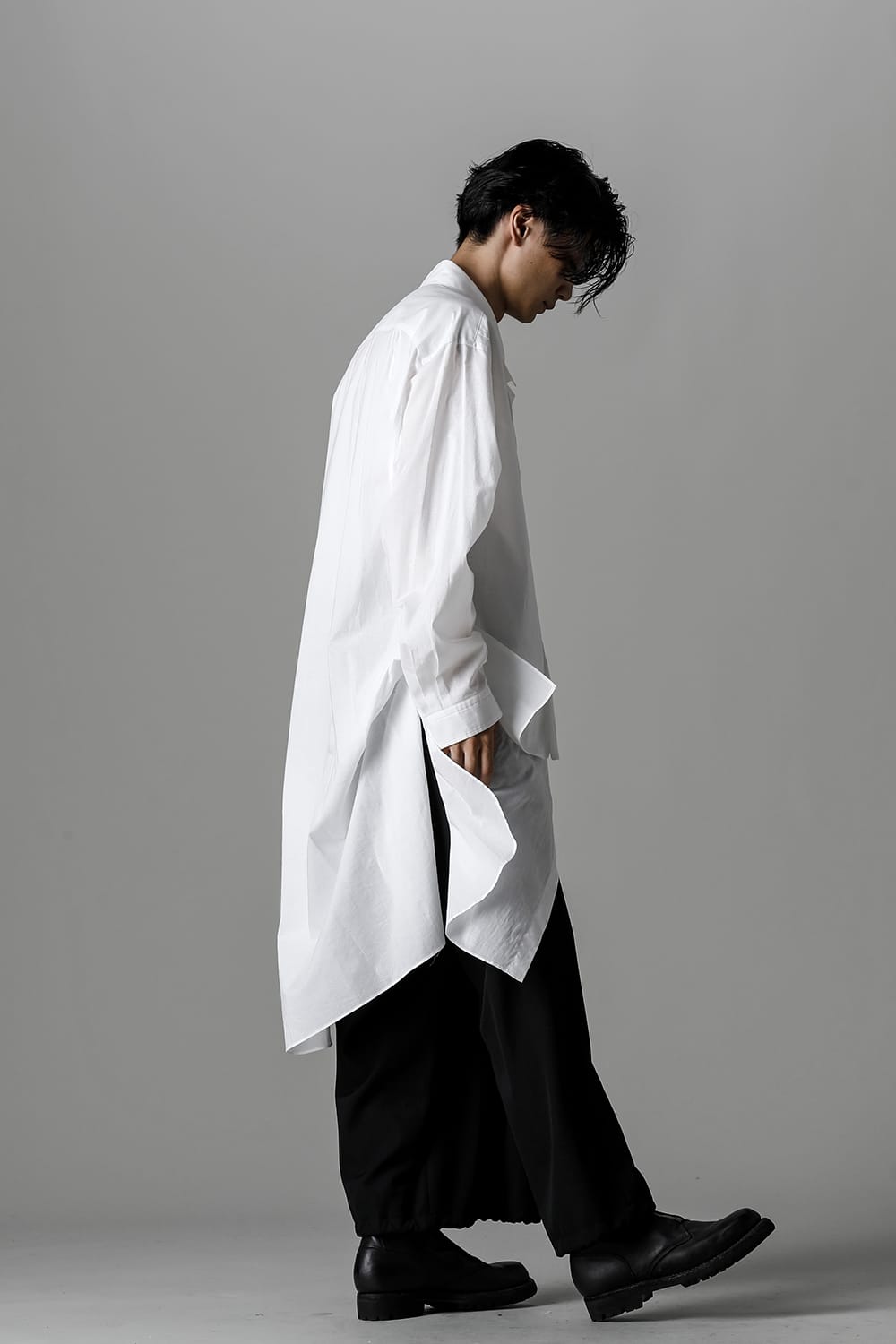 ファッションyohjiyamamoto 前二重プリーツBIGシャツ