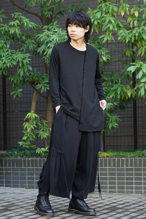 Diagonal Switch Long Sleeve Tee - Yohji Yamamoto - ヨウジヤマモト