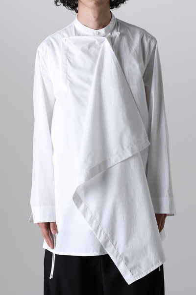 フロントドレープ環縫いブロードシャツ  ホワイト - Yohji Yamamoto - ヨウジヤマモト