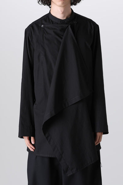 J-Front Draped Chain Stitch Blourse  Black - Yohji Yamamoto