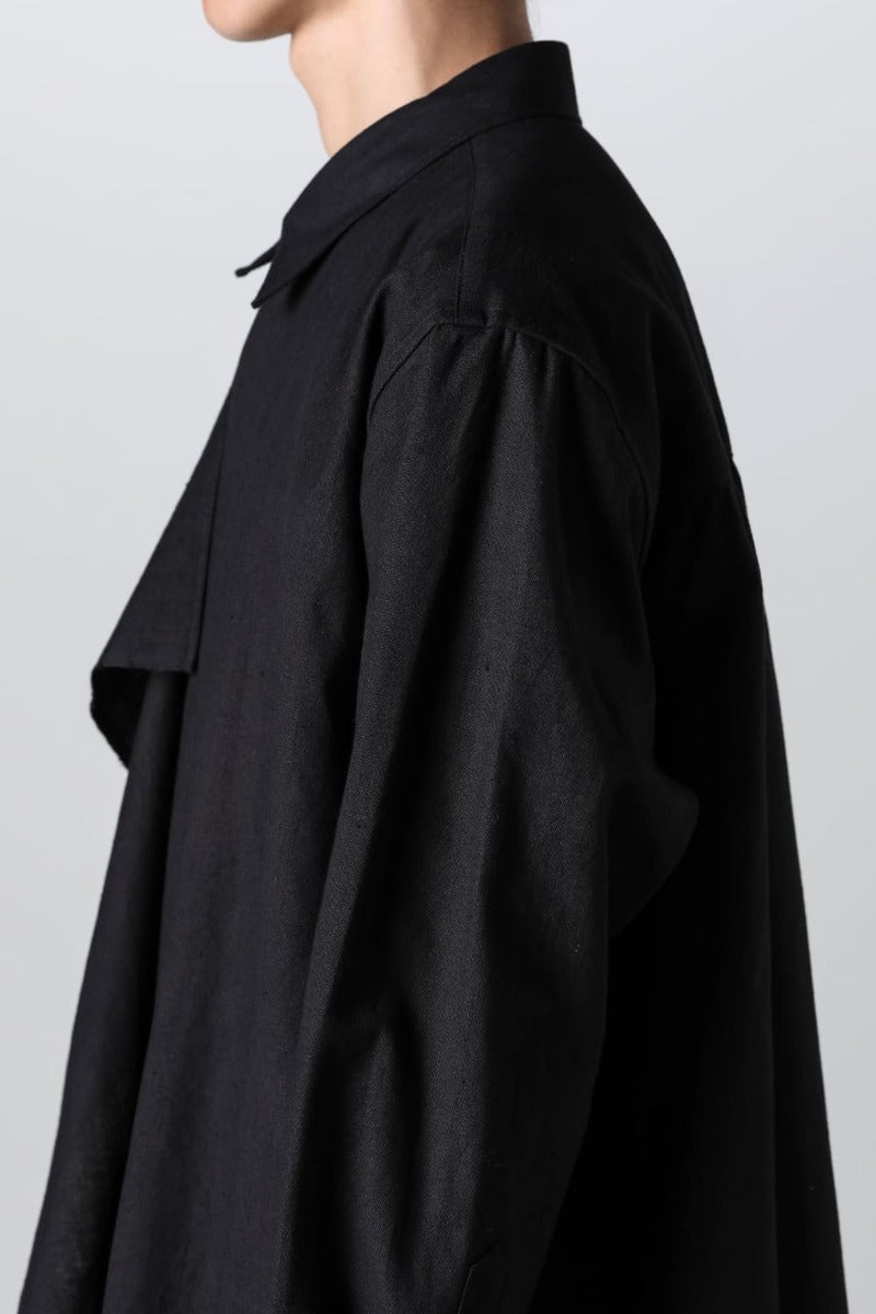 HJ-B61-022 | Left Side Draped Blouse | Yohji Yamamoto | Online 