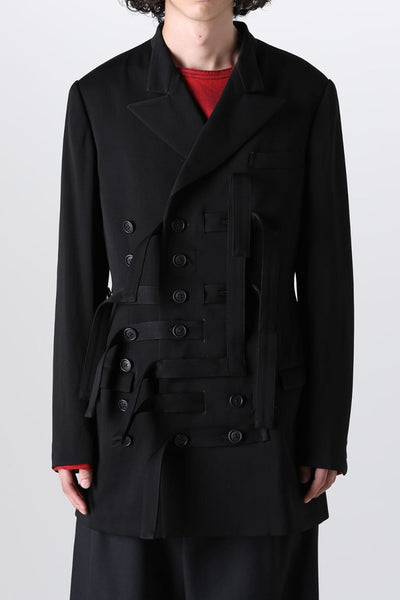 Stand Collar Belted Double Jacket - Yohji Yamamoto