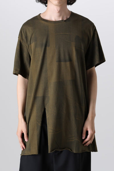 Slit Detail Short Sleeve T-Shirt Khaki - Yohji Yamamoto