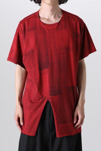 Slit Detail Short Sleeve T-Shirt Red - Yohji Yamamoto