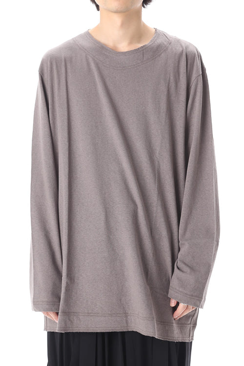 Old cotton Top stitch Cut off Round neck Long sleeve T-shirt Gray - Yohji Yamamoto