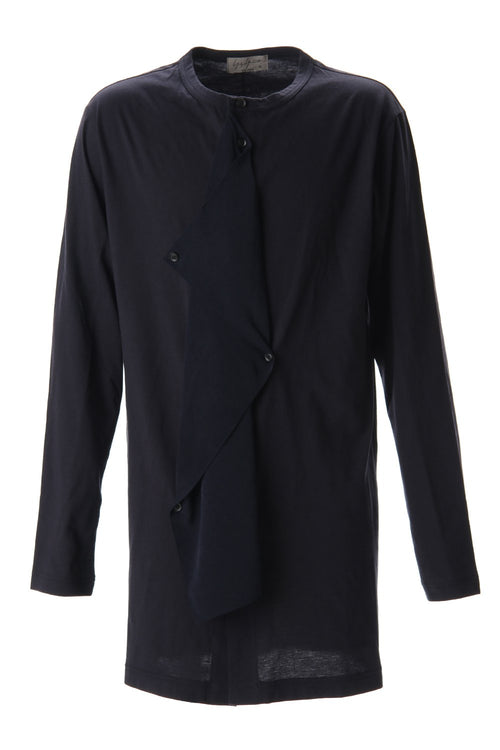 Jersey fabric mix Switching Dress shirt Navy - Yohji Yamamoto