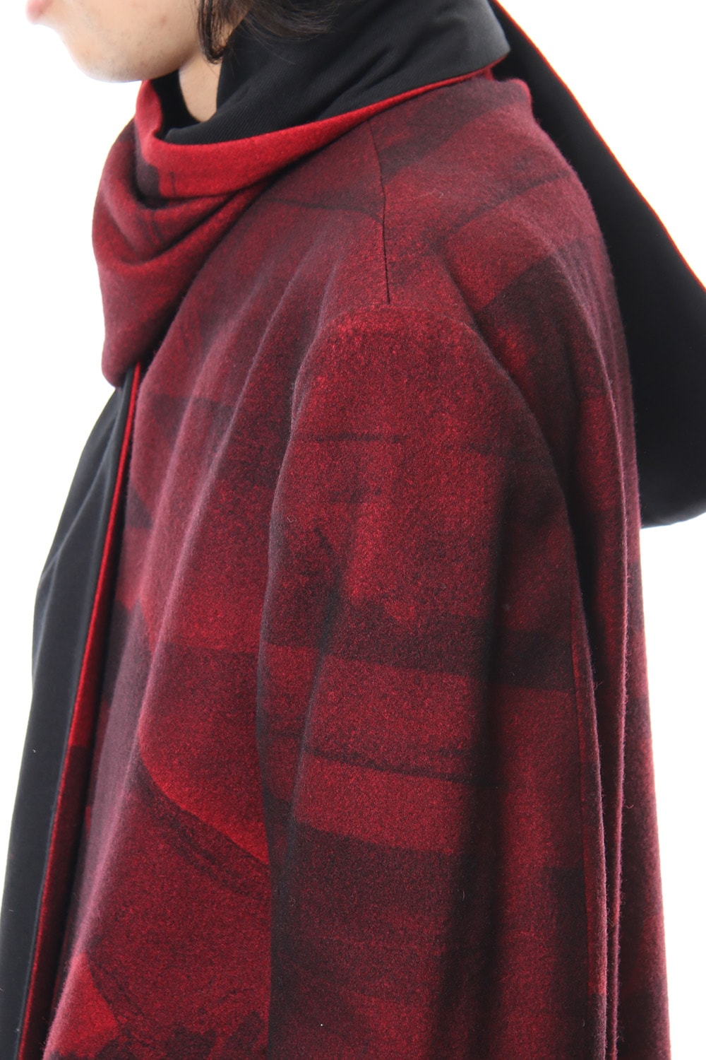 HV-J29-822 | Red flannel scarf jacket | Yohji Yamamoto | Online 