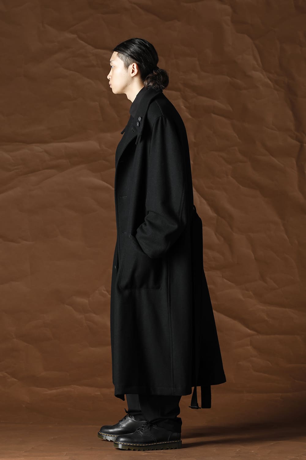 Yohji Yamamoto Pour Homme スタンドウールフラノコート-