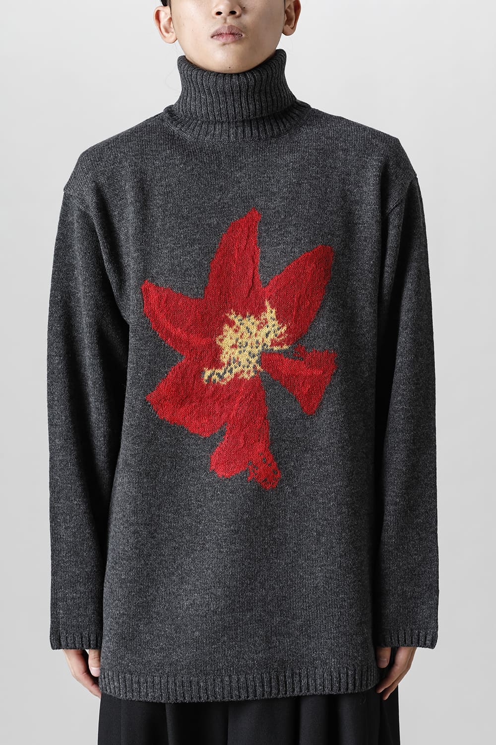 HX-K15-181 | Floral pattern Turtleneck Long sleeve Knit | Yohji 