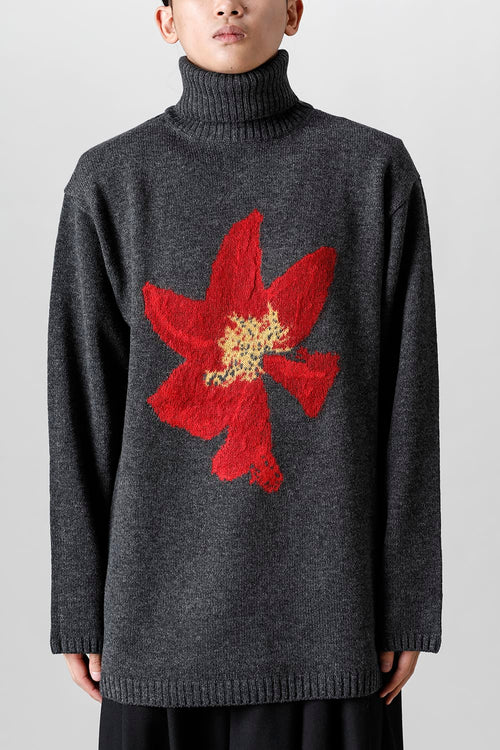 Floral pattern Turtleneck Long sleeve Knit - Yohji Yamamoto