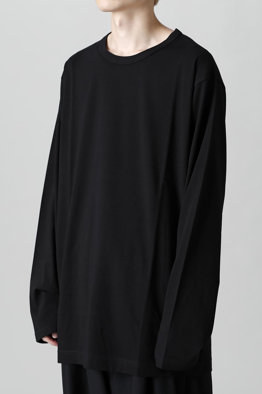 HX-T03-070-Black | 新丸首 長袖Tシャツ ブラック | Yohji Yamamoto