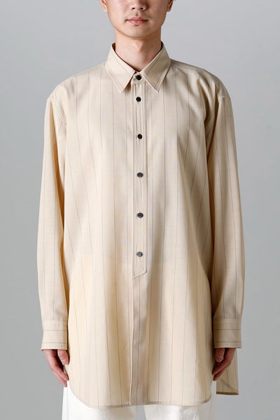 Middle Length Shirt Beige Stripe - IRENISA