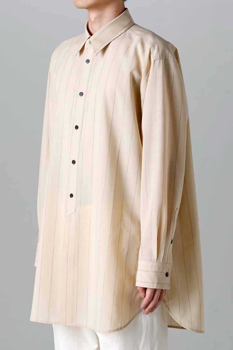 IRENISA MIDDLE LENGTH SHIRT BEIGE STRIPE