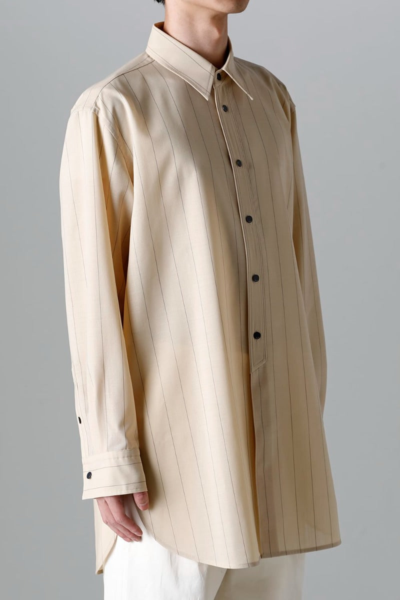 IRENISA MIDDLE LENGTH SHIRT BEIGE STRIPE