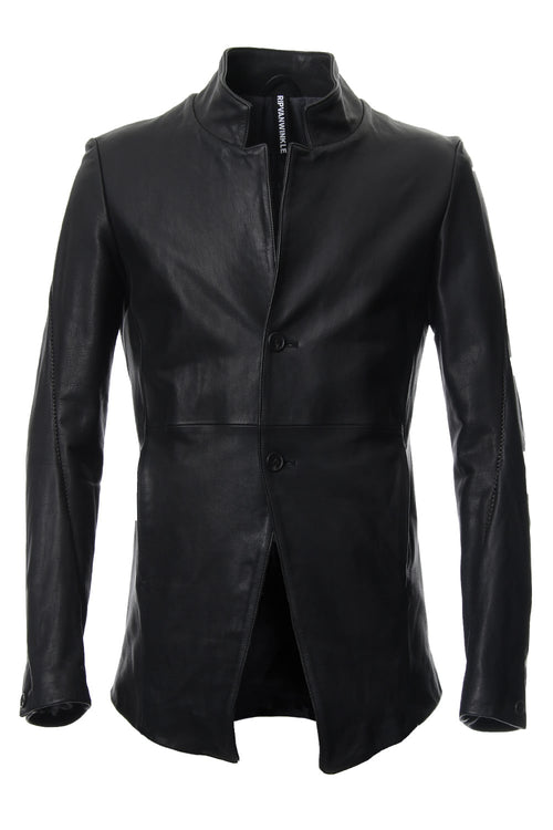 Cow Hide Draping Leather jacket RB-029 Black - RIPVANWINKLE