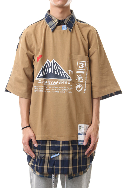 Shirt Docking Zip Slit T-shirt Beige - MIHARAYASUHIRO