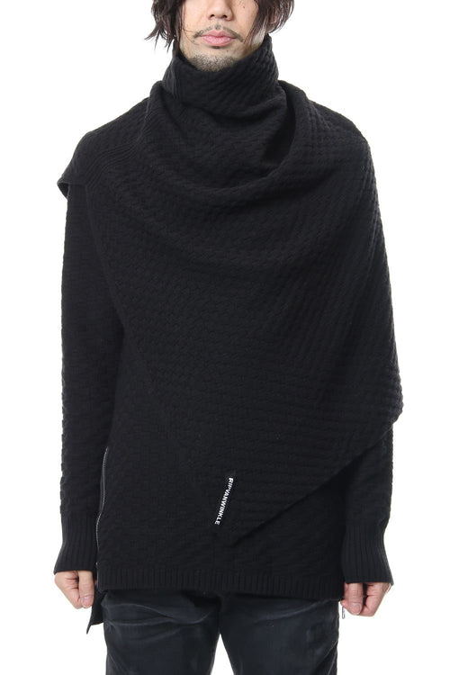 7GG Wool Cotton Snood Poncho RB-055 Black - RIPVANWINKLE - リップヴァンウィンクル