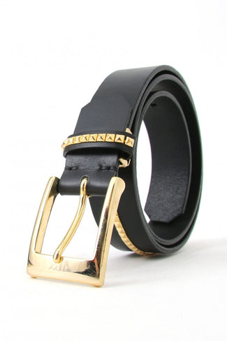 17PS OIled Cow Studs Belt BLK×GOLD - GalaabenD