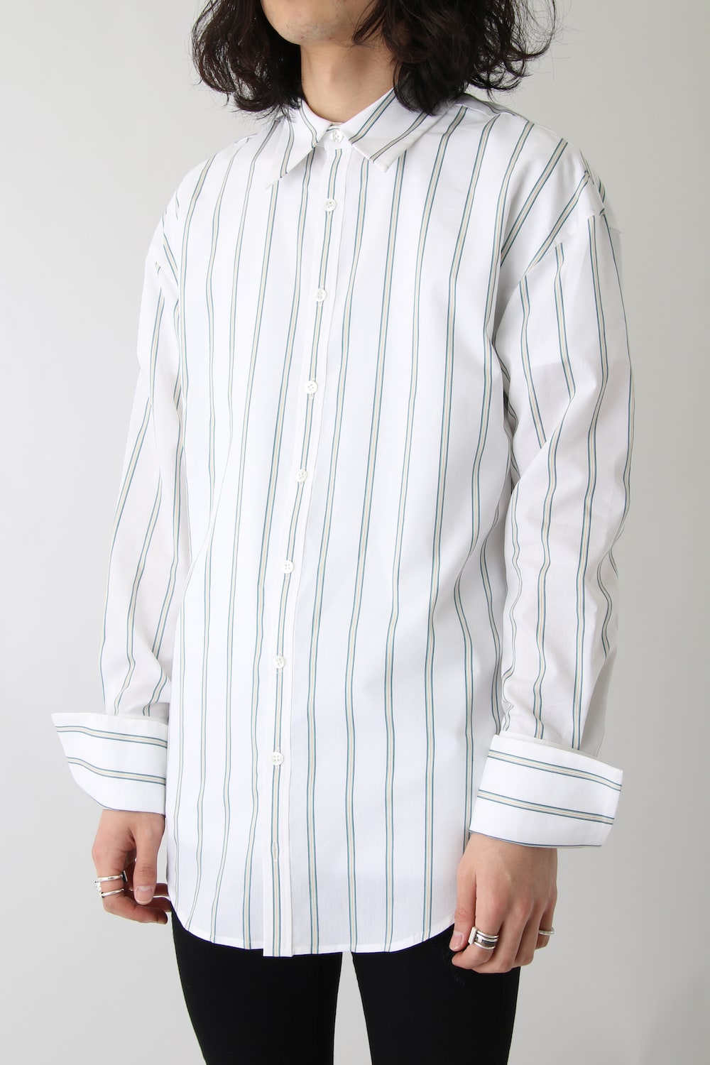 87406109-o-white | LINE STRIPE LOOSE SHIRTS | GalaabenD | 通販