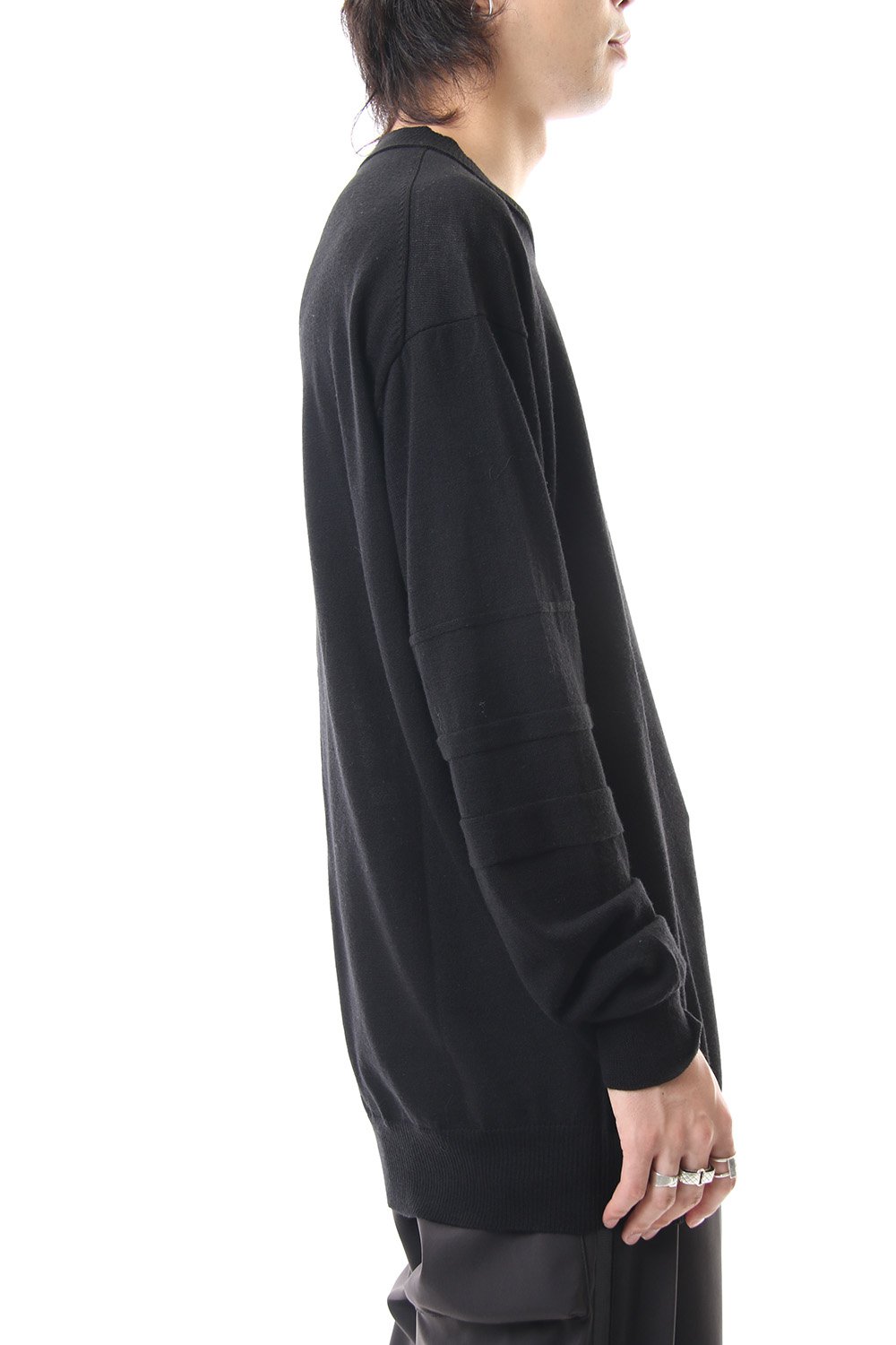 VI-3142-07 | Fine merino Border Sleeve L/S Tshirt | The Viridi