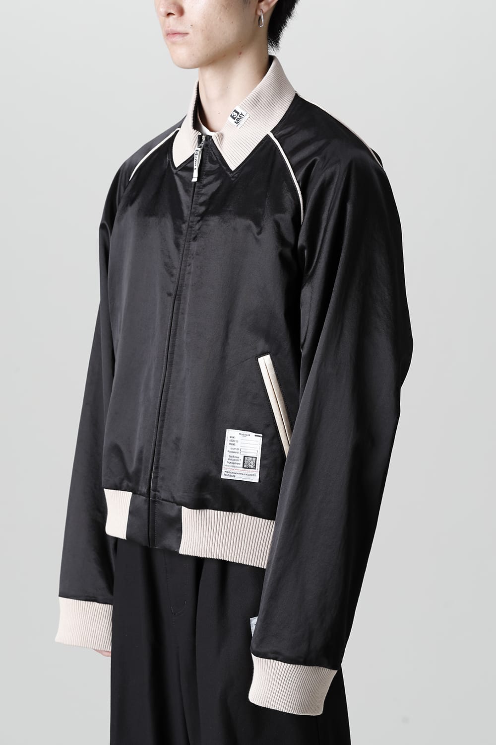 No-Collar Satin Jacket