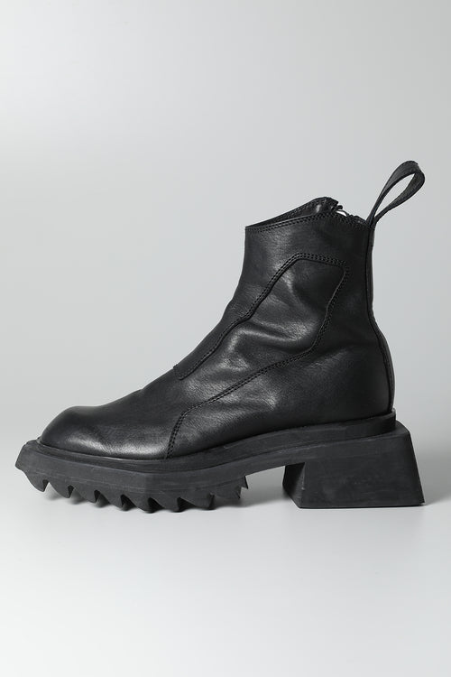 Cow Leather Side Zip Up Boots - JULIUS