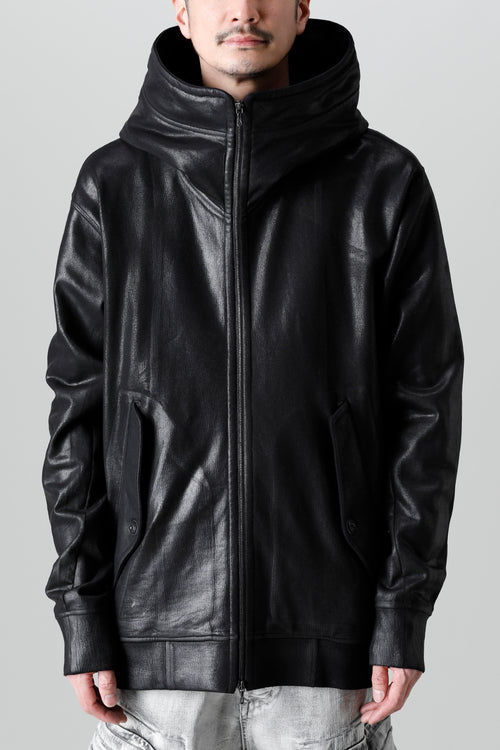 Front Zip Coated Sweat Hoodie - JULIUS