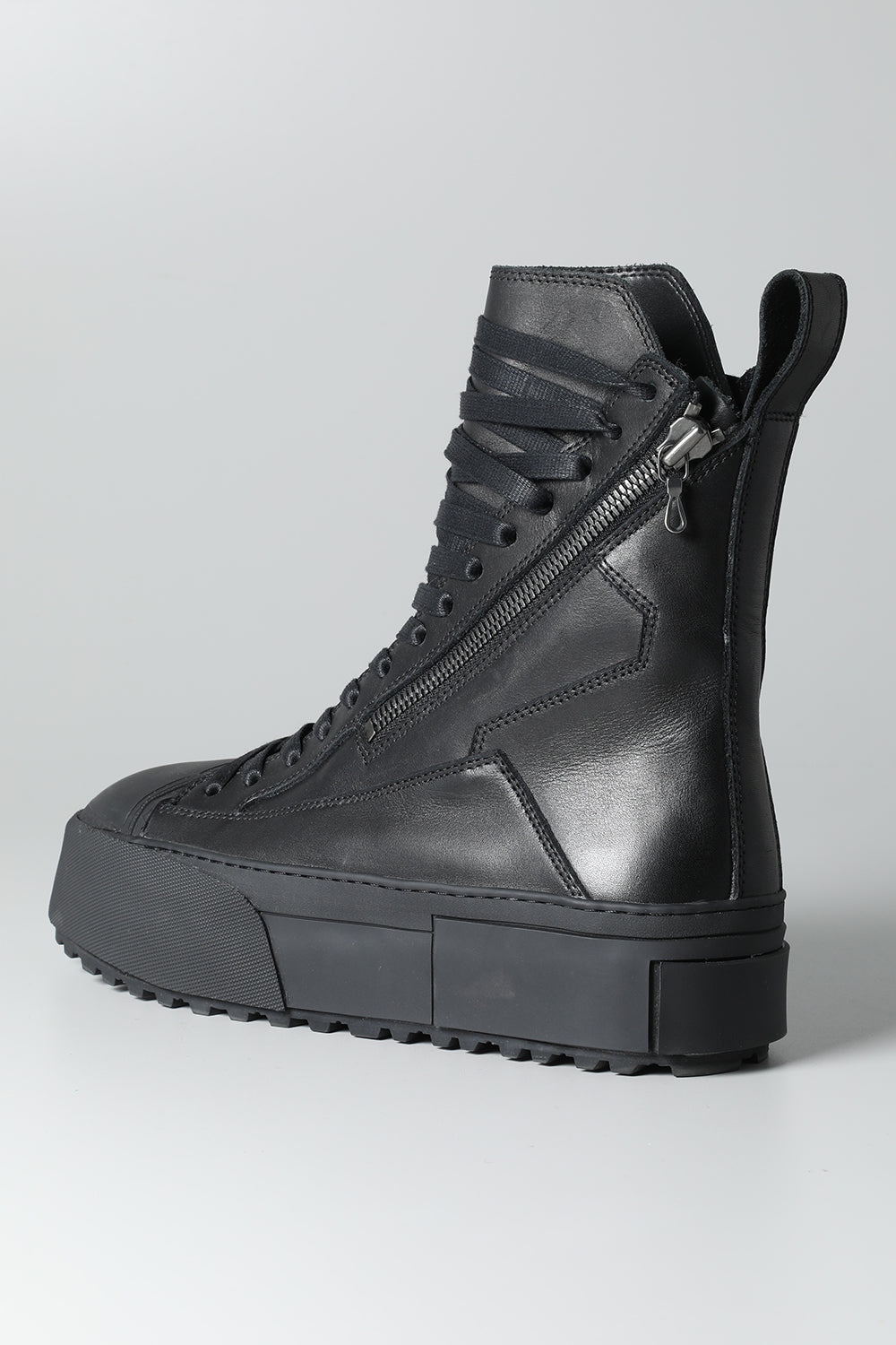 797FWM2-L-Black | Cow Leather Lace Up Sneaker Black | JULIUS 