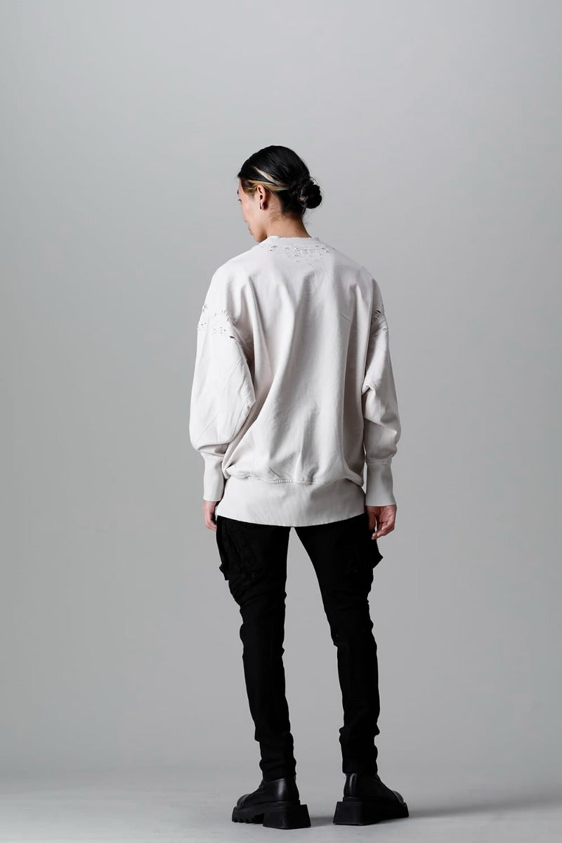 807CUM4-Plaster | Cotton Sweat Damaged Pullover Plaster | JULIUS 