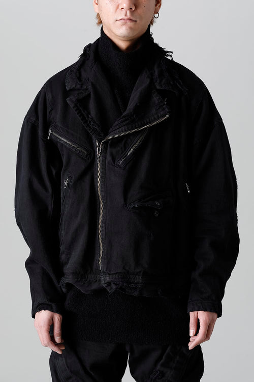 Damaged Biker Denimjacket Black - JULIUS