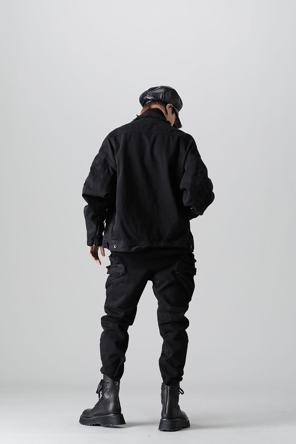 767BLM3-BK | Damaged Biker Denimjacket Black | JULIUS | Online 