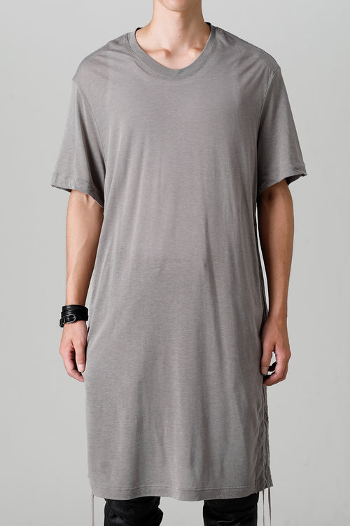 Cotton/Cupro Jersey Drawcord Short Sleeve T-Shirt Gray - JULIUS
