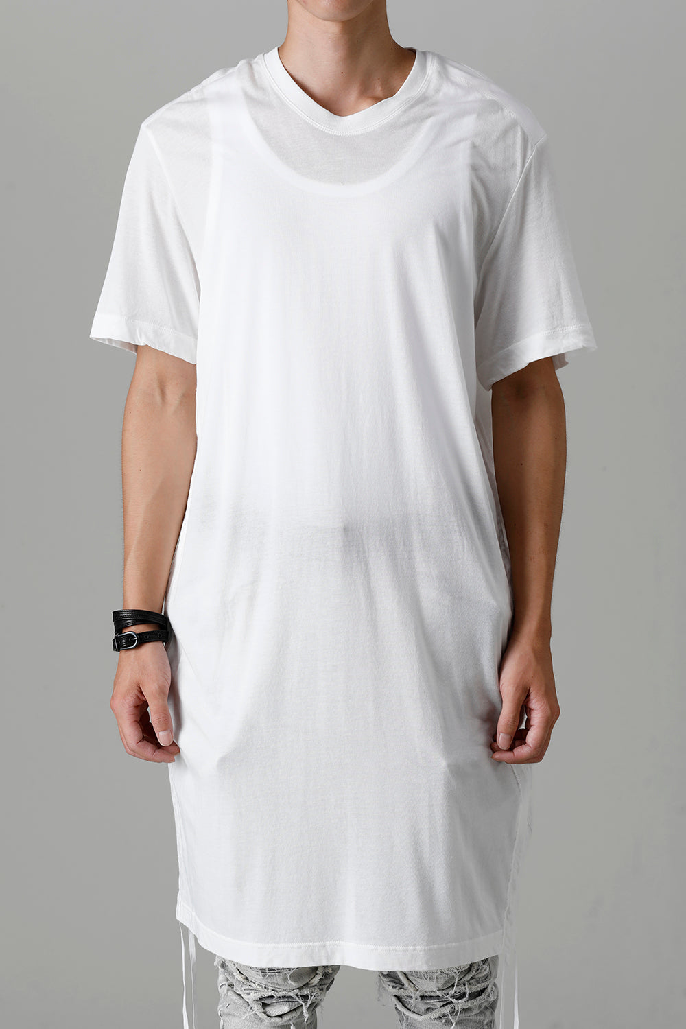 819CUM4-offwhite | Cotton/Cupro Jersey Drawcord Short Sleeve T