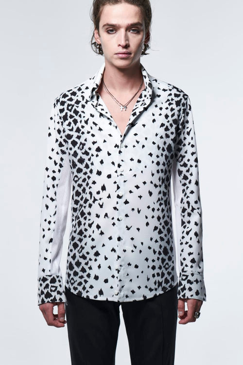 Side Rib Shirt White Leopard - kiryuyrik