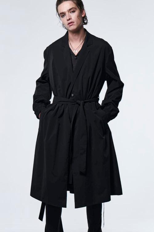 Stand Collar Drape Coat Black - kiryuyrik