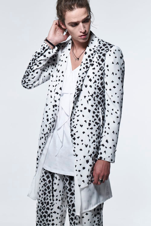 Layered Peacked Jacket White Leopard - kiryuyrik