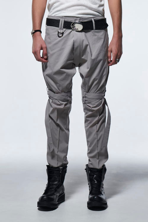 Zipp Bondage Pants Gray Beige - kiryuyrik