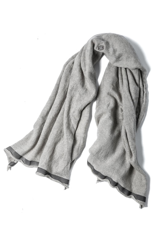 Scarf w/ Thermoadhesive Leather Tapes Beige Natural Dye - ISAAC SELLAM