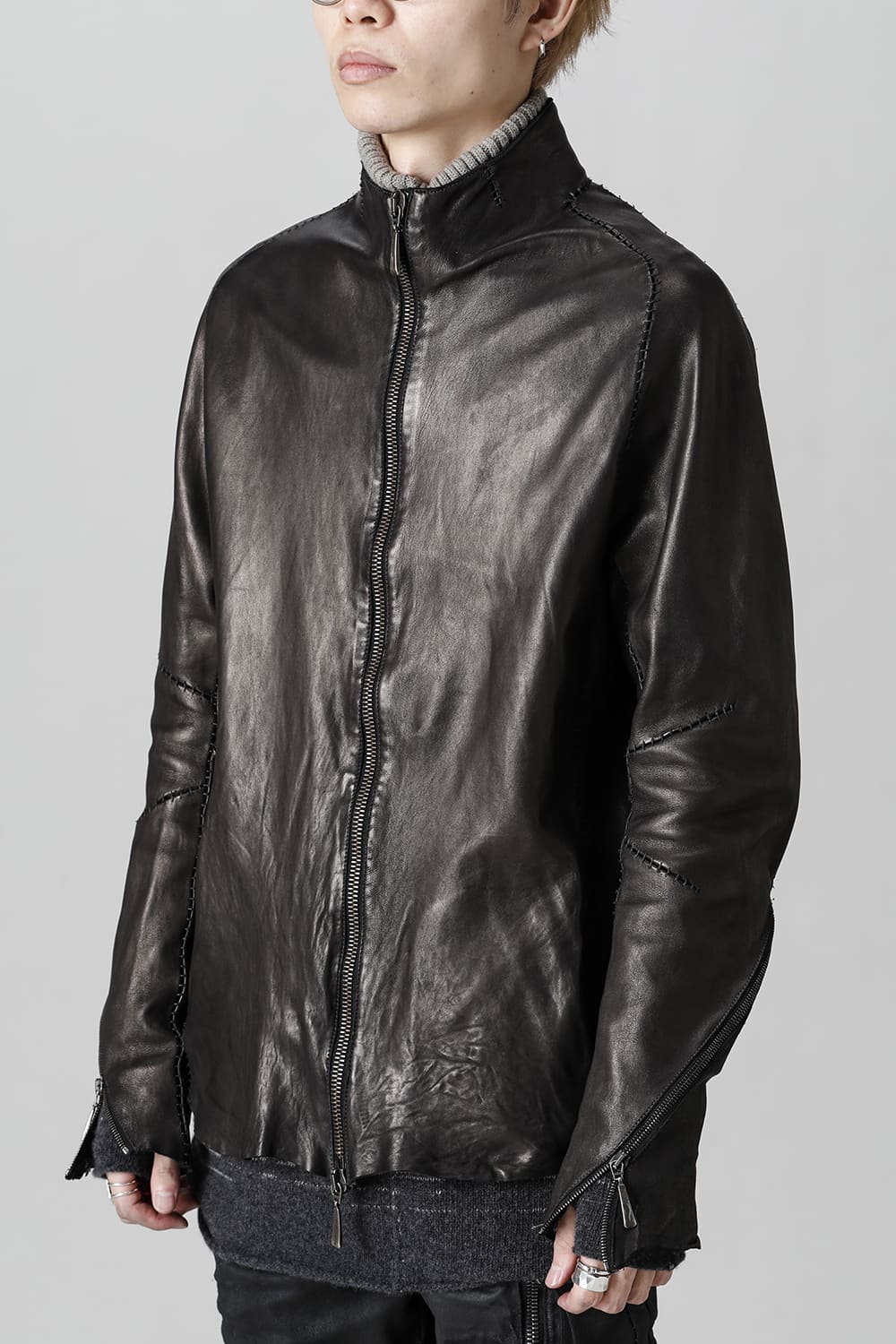 Incarnation Washed Leather Jacket in Black for Men