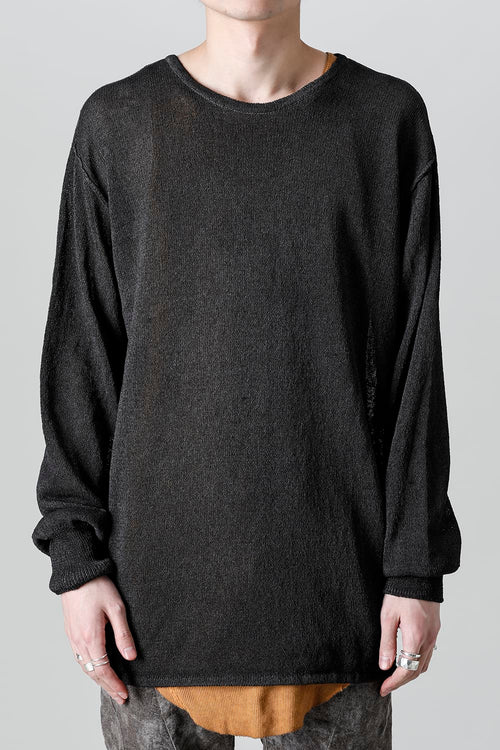 Cold Dyed Washi(Japanese Paper)Knit Pullover  Charcoal - D.HYGEN